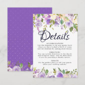 D'accompagnement Carte Rustic Purple Cream Floral Mariage Détails (Devant / Derrière)