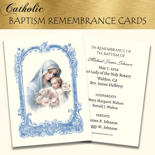 D'accompagnement Carte Sainte Commémorative de Baptême de Bébé Cath