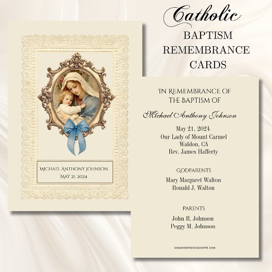 D'accompagnement Carte Sainte Commémorative de Baptême de Bébé Cath