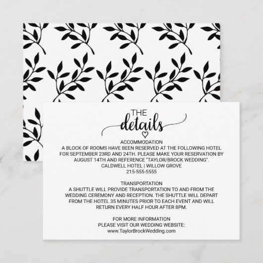 D'accompagnement Carte simple avec détails de calligraphie noire (Devant / Derrière)