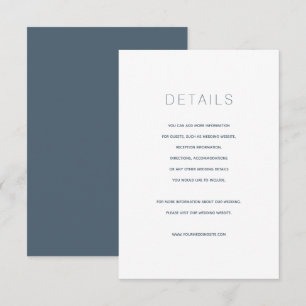 D'accompagnement Carte simple moderne Midnight Blue Mariage Détails