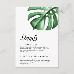 D'accompagnement Carte Tropical Palm Monstera Détails de la feuille