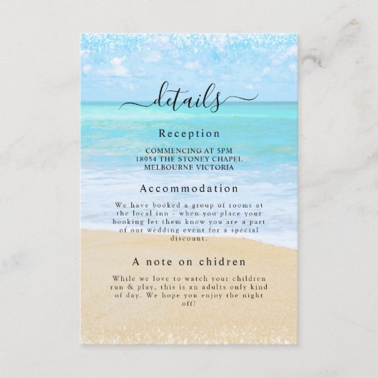 D'accompagnement Carte Tropical Summer Beach Wedding Détail (Devant)