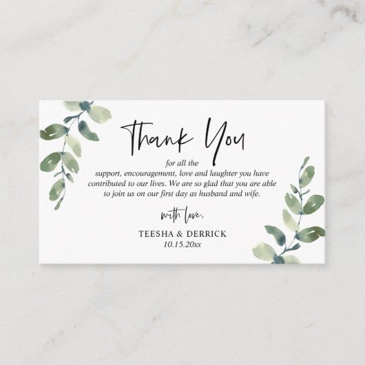 D'accompagnement Carte verte moderne Mariage Merci fermé (Devant)