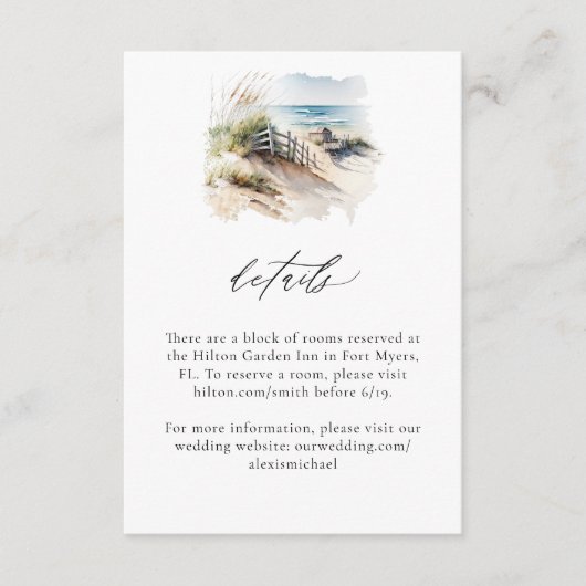 D'accompagnement Carte Watercolor Beach Coastal Details (Devant)