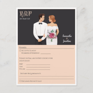D'accompagnement Cartoon Couple Mariage moderne carte RSVP