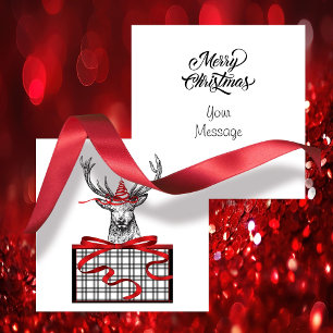 D'accompagnement C'est Noël Cerf noir blanc carte de vacances