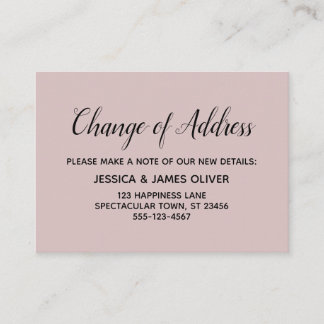 D'accompagnement Changement d'adresse minimal et élégant Carte Rose