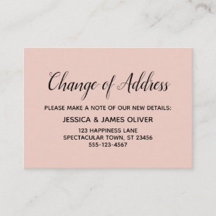 D'accompagnement Changement d'adresse minimal et élégant Carte rose