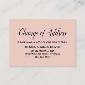 D'accompagnement Changement d'adresse minimal et élégant Carte rose