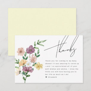 D'accompagnement Chic Baby shower Fleur sauvage Carte de remercieme