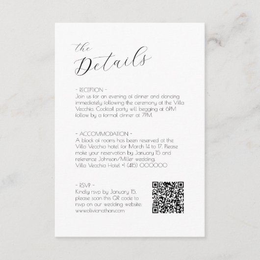 D'accompagnement Chic Script Wedding rsvp et carte de boîtier (Devant)