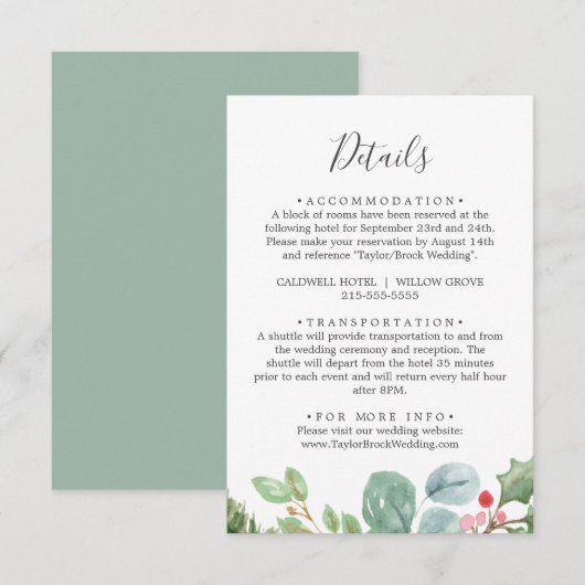 D'accompagnement Christmas Greenery & Berry Détails Carte de boîtie (Devant / Derrière)