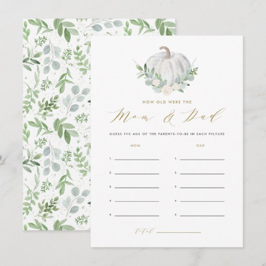 D'accompagnement Citrouille blanc Quel âge la carte mère et papa (Devant / Derrière)