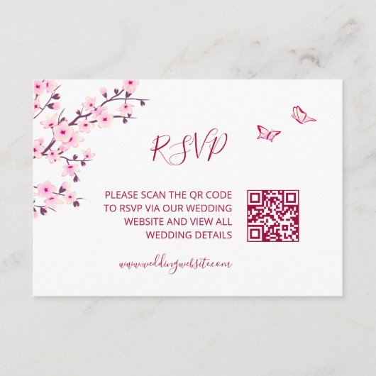 D'accompagnement Code QR | Carte de réponse Fleur de Cerisier (Devant)