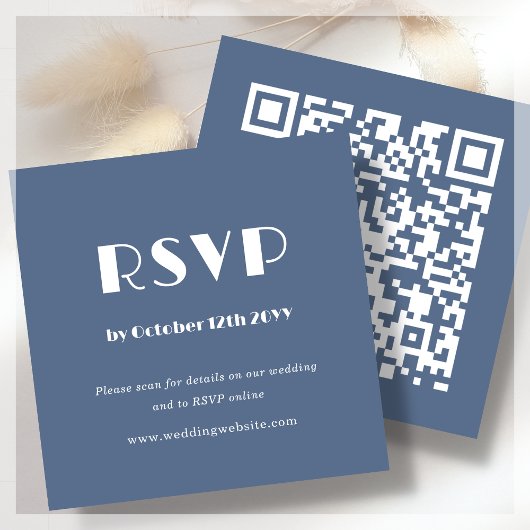 D'accompagnement Code QR Scan pour RSVP Carte Dusty Blue
