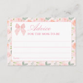 D'accompagnement Coquette florale Bow rose Baby shower Carte consei (Devant)