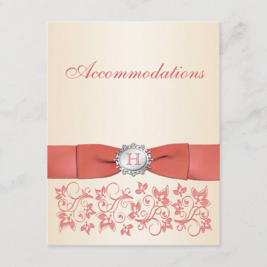 D'accompagnement Corail monogramme, Carte de fermeture florale de c (Devant)