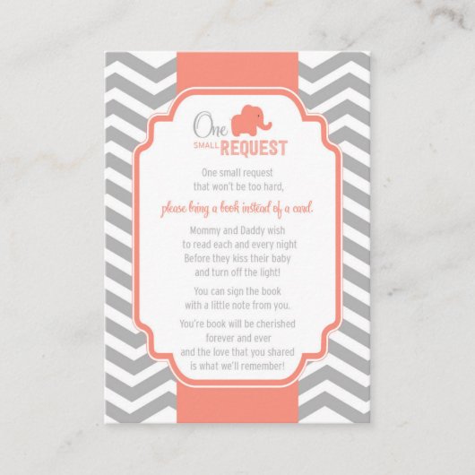 D'accompagnement Coral Grey Chevron Baby shower Demande de carte (Devant)