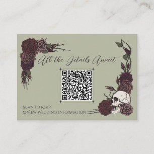 D'accompagnement Crâne Floral Vert Mousse & Carte QR à l'encre