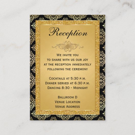 D'accompagnement Damas de Parties scintillant Gold FAUX, carte de b (Devant)