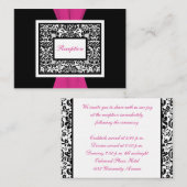 D'accompagnement Damas noir et blanc avec carte de boîtier rose (Devant / Derrière)