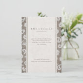 D'accompagnement Dentelle et burlap carte de détail de mariage camp (Debout devant)