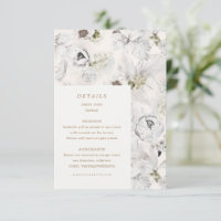 détail romantique de mariage floral argenté carte
