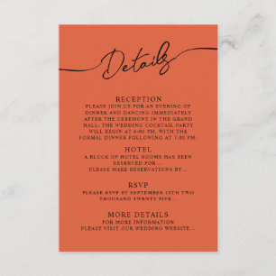 D'accompagnement Détails de la carte de fermeture pour mariage Boho