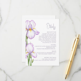 D'accompagnement Détails de la carte de renvoi pour mariage.
