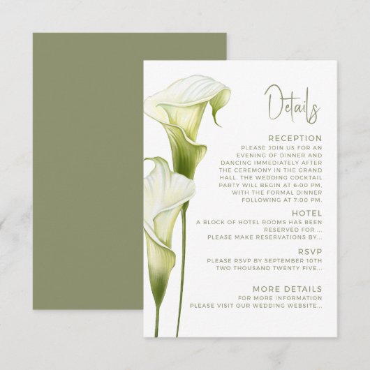 D'accompagnement Détails de la carte jointe pour mariage. (Devant / Derrière)