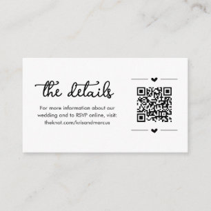 D'accompagnement Détails du mariage avec carte de boîtier de code Q