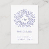 D'accompagnement Détails du mariage carte monogramme bleu blanc (Devant)