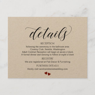 D'accompagnement Détails du Mariage de typographie Carte de boîtier