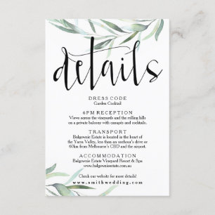 D'accompagnement Détails du Mariage Eucalyptus Carte Rustique