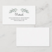 D'accompagnement Détails du mariage feuille d'olive. Carte d'insert (Devant / Derrière)