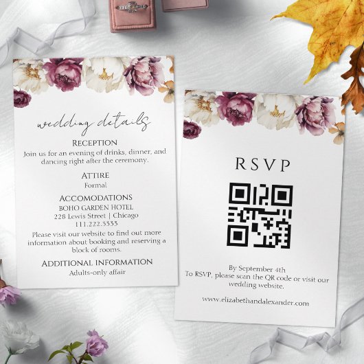 D'accompagnement Détails du mariage | RSVP | Carte de boîtier de co
