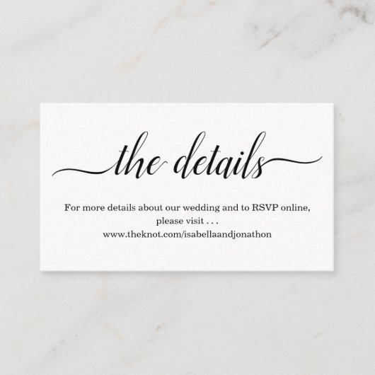 D'accompagnement Détails du mariage Site Web Carte de boîtier - Sim (Devant)