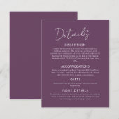 D'accompagnement Détails du pourpre Grande carte de boîtier Mariage (Devant / Derrière)