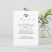 D'accompagnement Détails mariage Eucalyptus Green Carte moderne (Debout devant)