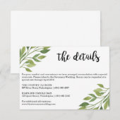 D'accompagnement Détails mariage vert insérer carte botanique (Devant / Derrière)