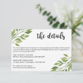 D'accompagnement Détails mariage vert insérer carte botanique (Debout devant)