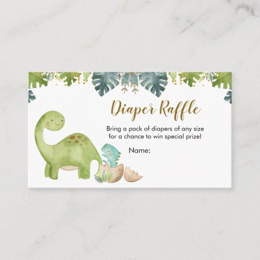D'accompagnement Dinosaur Green Baby shower Dinosaure Carte Raffle (Devant)