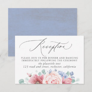 D'accompagnement Dusty Blue Floral Mariage Carte de la réception