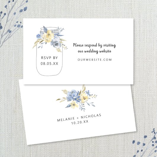 D'accompagnement Dusty Blue Floral Mason Jar carte site rsvp