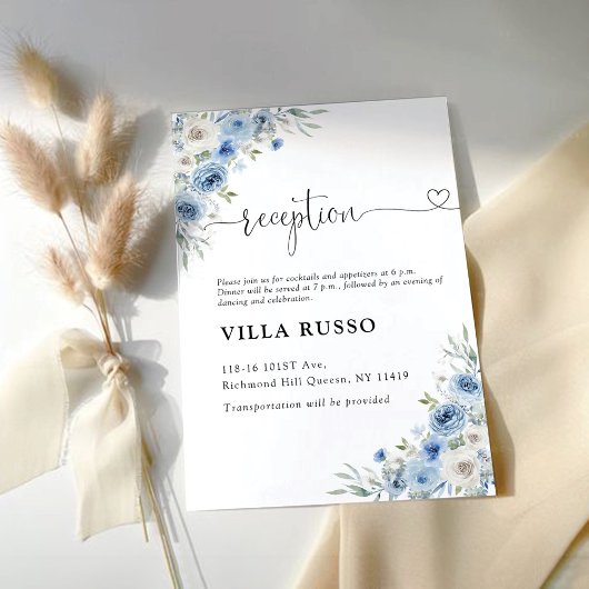 D'accompagnement Dusty Blue Ivory Wedding Carte de la réception