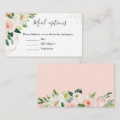 D'accompagnement Élégant Blush Floral Options Repas Carte de boîtie (Devant / Derrière)