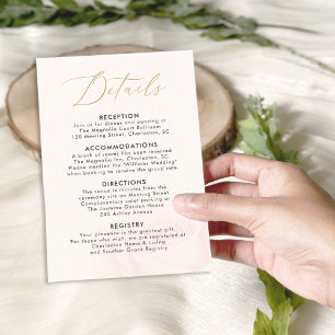 D'accompagnement Elégant Blush Rose Détails Mariage Carte de boîtie