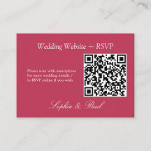 Elegant Carmine Magenta QR Code Site Web Carte RSV