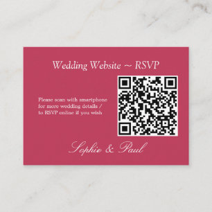 D'accompagnement Elegant Carmine Magenta QR Code Site Web Carte RSV